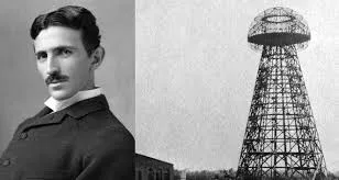 Tesla and the Tesla Tower - Historical Image of Nikola Tesla Nikola Tesla and the Tesla Tower