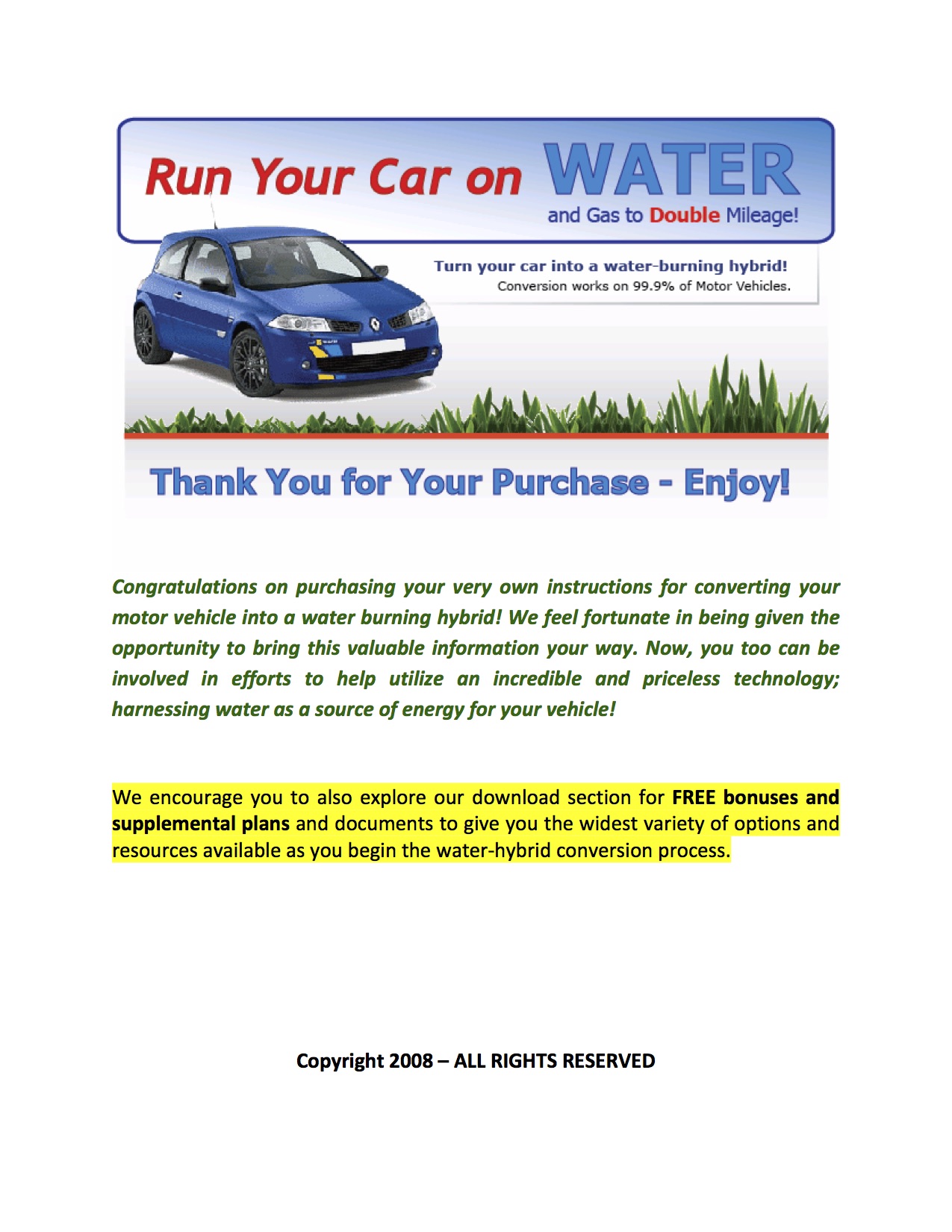 Run Your Car on Water