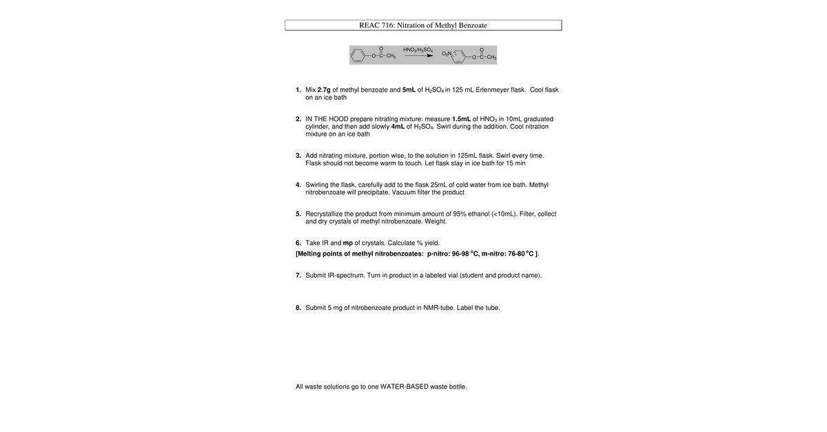 Nitration Of Methyl Benzoate