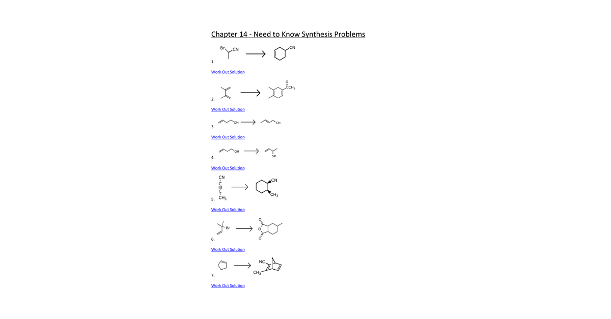 Chapter 14 Need To Know Synthesis Problems