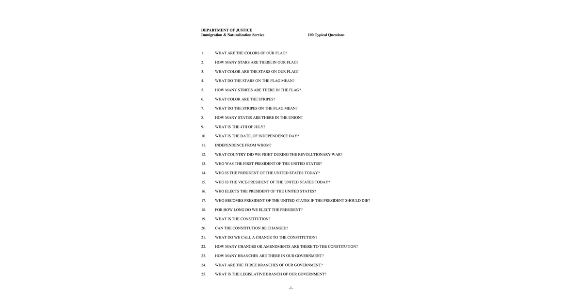100 Questions