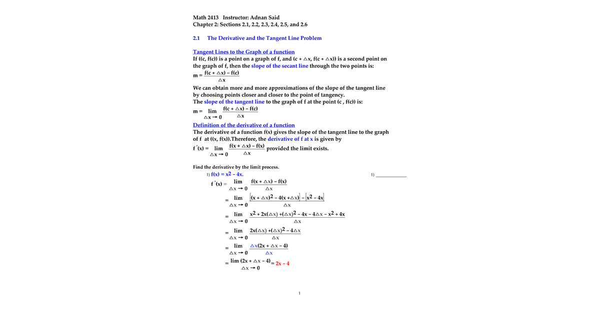 CH 2 Handout Review