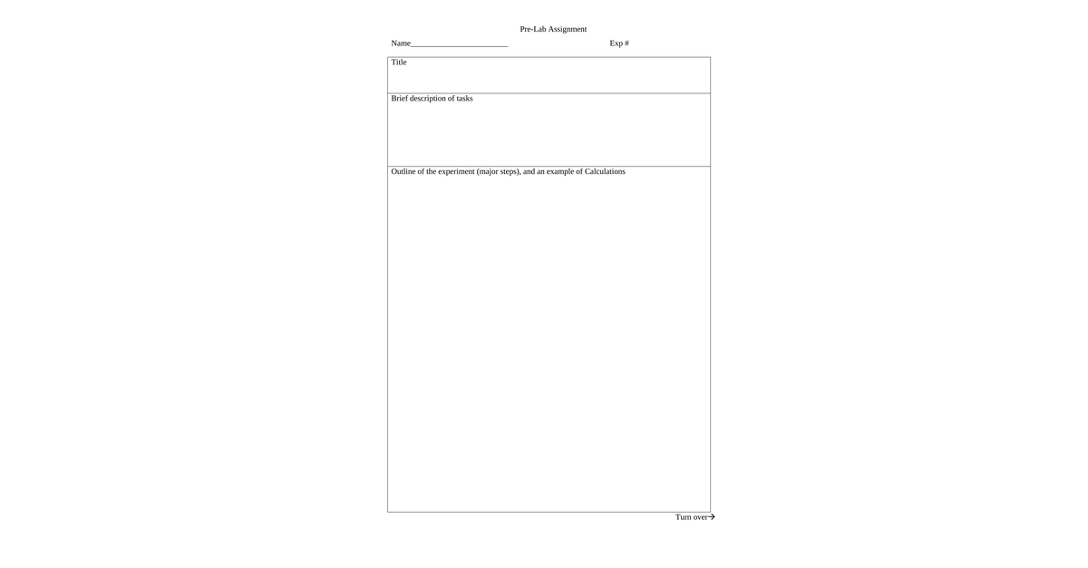 Pre Lab Form 2133
