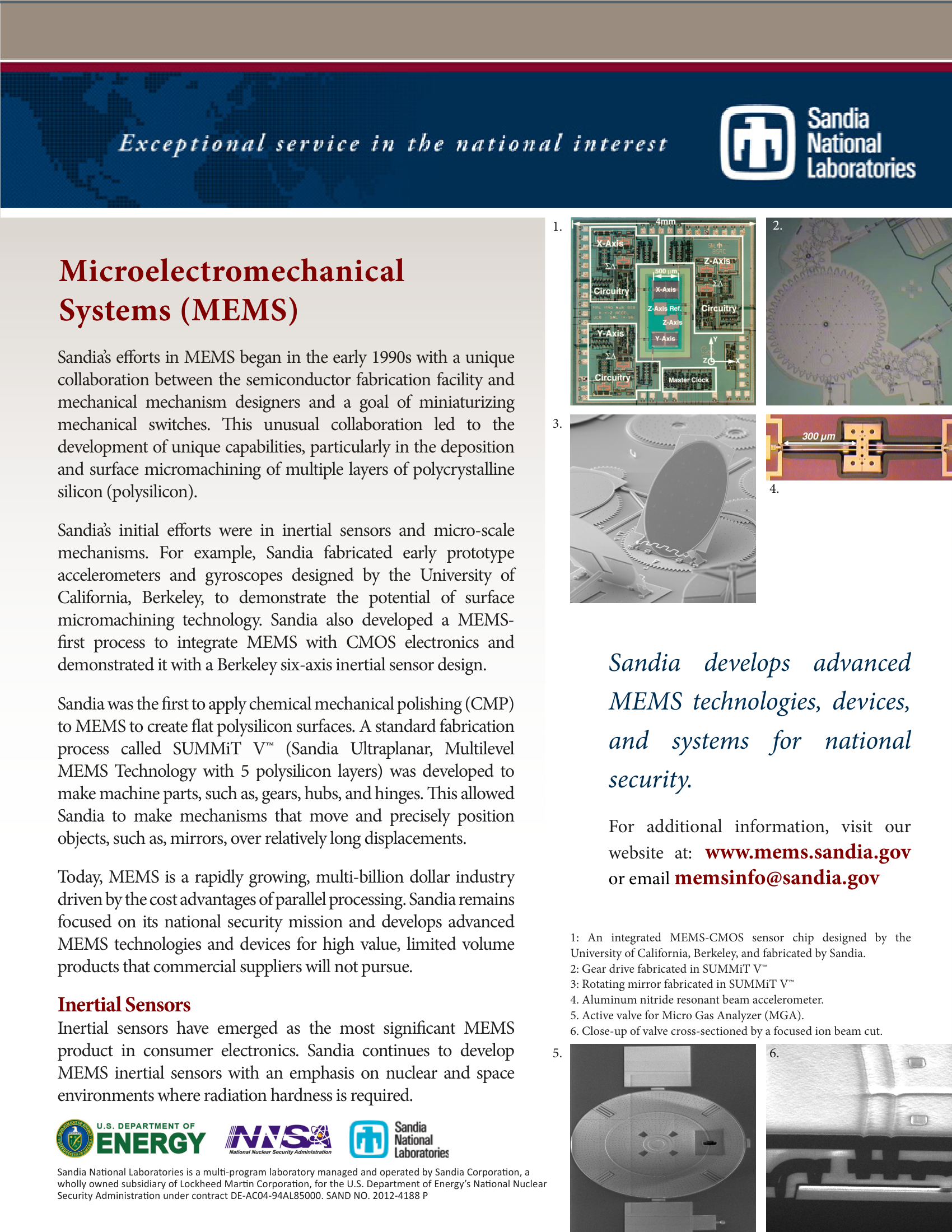 Microelectromechanical Systems (MEMS) - Fact Sheet SAND2012-4188P