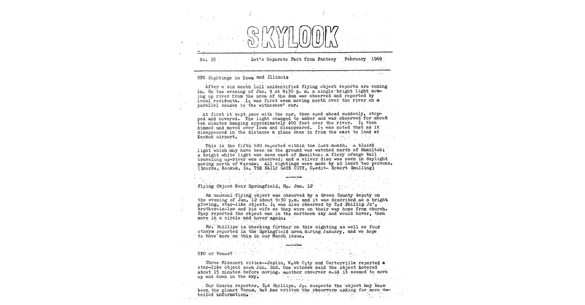 MUFON UFO Journal 1969 2. February Skylook
