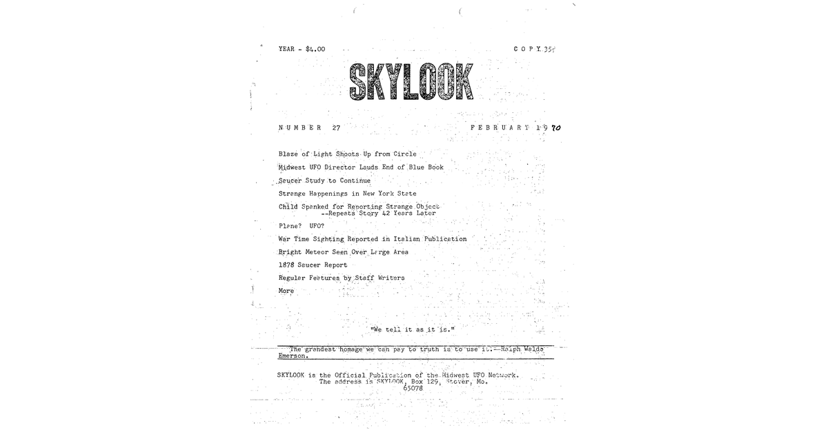 MUFON UFO Journal 1970 2. February Skylook