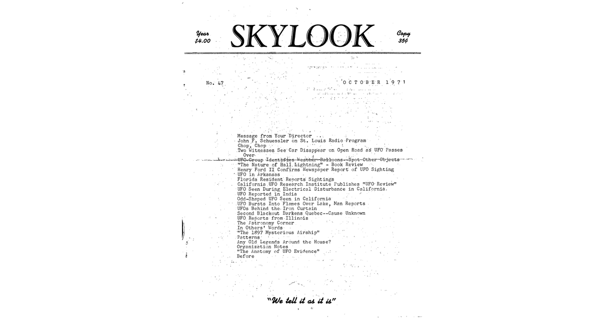 MUFON UFO Journal 1971 10. October Skylook