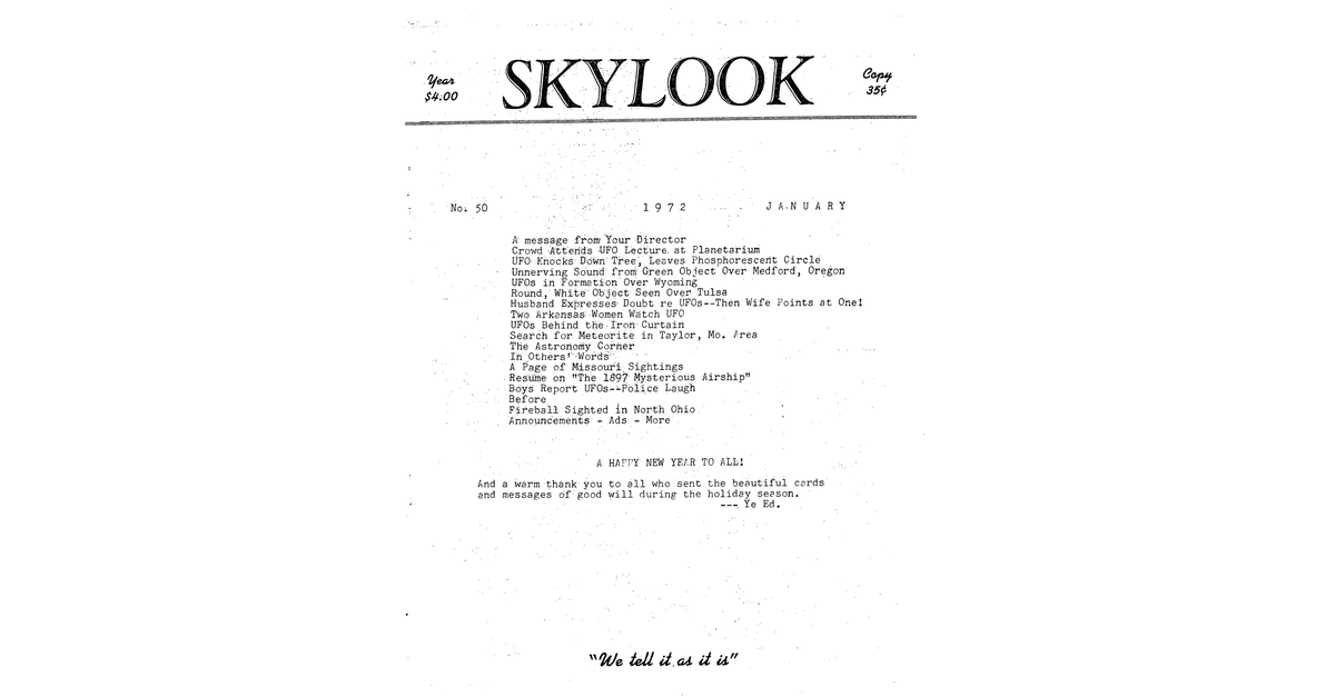 MUFON UFO Journal 1972 1. January Skylook