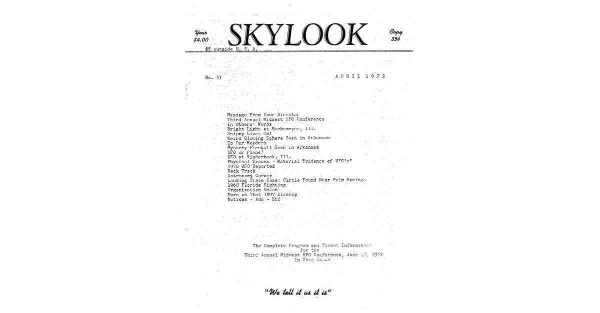 MUFON UFO Journal 1972 4. April Skylook