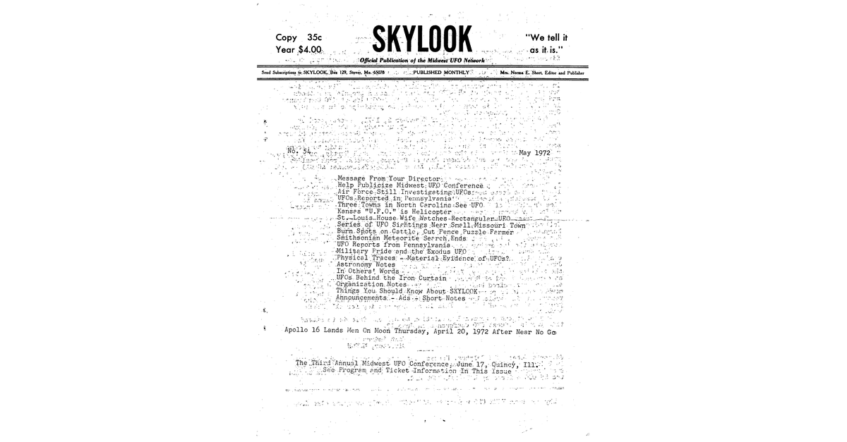 MUFON UFO Journal 1972 5. May Skylook