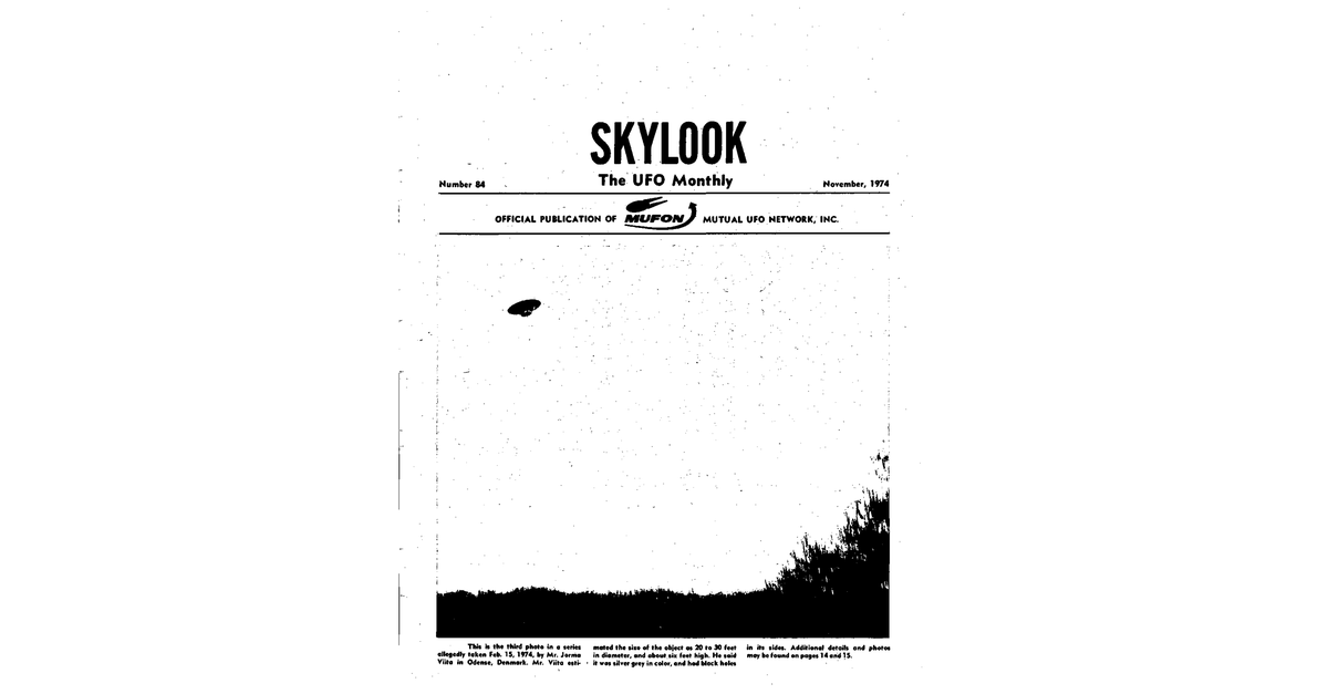 MUFON UFO Journal 1974 11. November Skylook