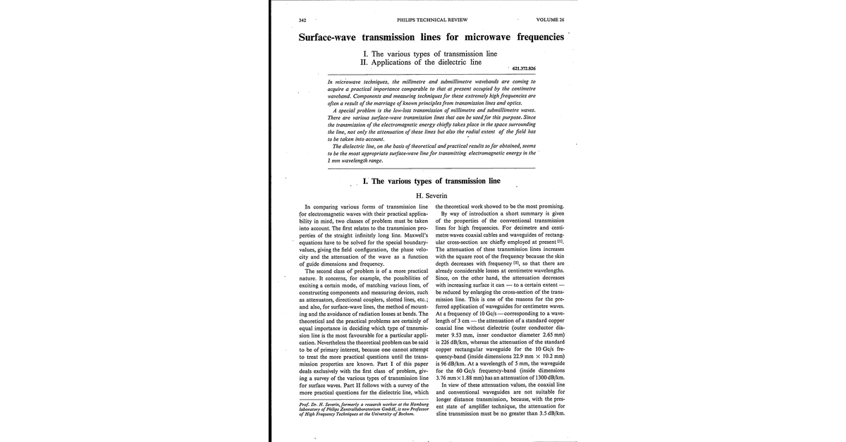 Surface Wave Transmission Lines For Microwave Frequencies